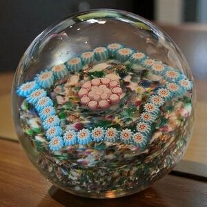 Murano Style Glass Flowerette Paperweight